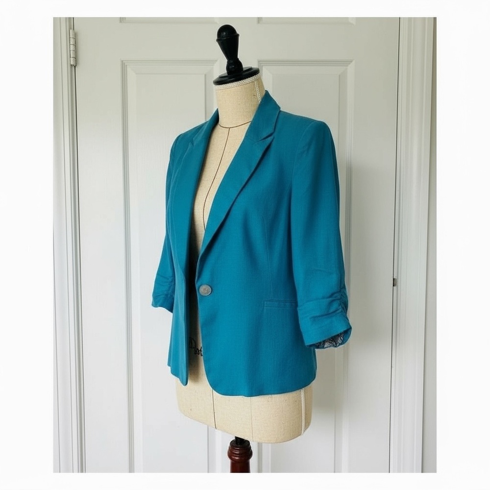 Jules & Leopold Linen Blend Teal Blazer – Size 4